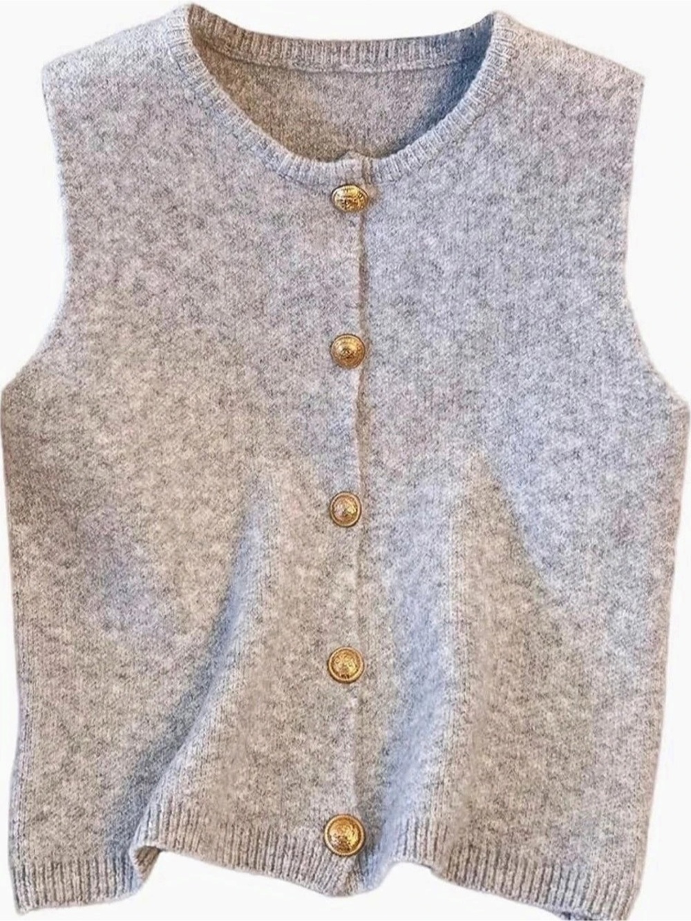 Gray Button-Front Sweater Vest